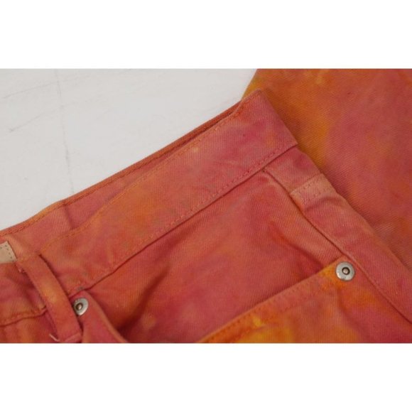 Stussy Jeans Mens 28 Wonderland Dye Big Ol Wide Leg Button Fly Pinkish Yellow - Picture 11 of 16